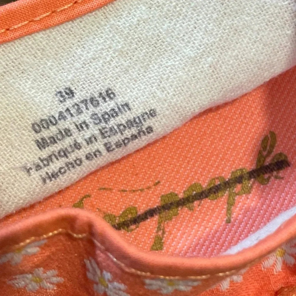FREE PEOPLE SURFSIDE DAISY PRINT MARY JANE ESPADRILLES TANGERINE ORANGE EU39 NEW
